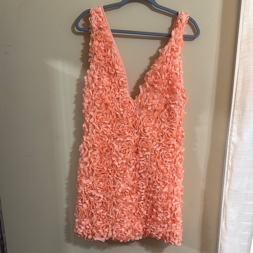 House of CB Peach Ruffle Dress